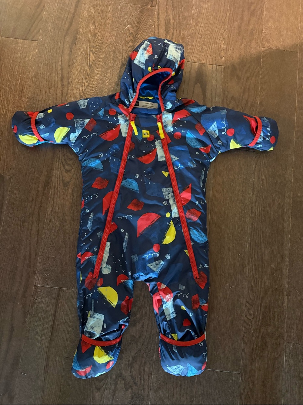 MEC Navy Multi Kids One-Piece Snowsuit with Hood